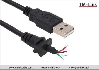 China USB 2.0 Type-A to wire 4 core  Black PVC Jacket customized cable assemblies for sale