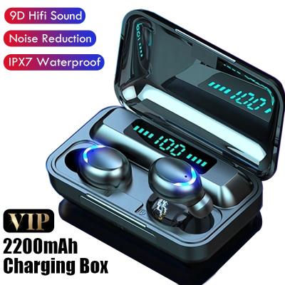 China Fashionable design f9 true tws stereo wireless earphone earbuds Earbuds earphone with power bank display for sale