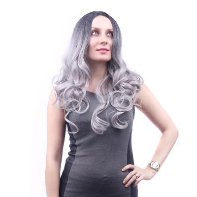 China Wholesale Women Long Silky Straight Synthetic Fiber Wigs Fluffy Wave Spring Curls With Free Wigs Caps for sale