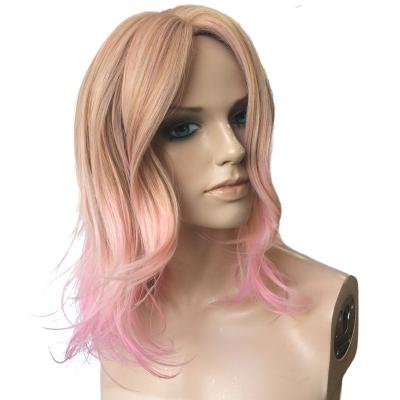 China Silky Straight Wave High Quality Women's Short Synthetic Wigs Pink Colored Hair Part Wigs for sale