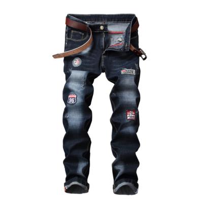 China Fashion Breathable Mens Hip Hop Breathable Jeans Cool Streetwear Biker Patch Hole Ripped Jeans For Men Jeans for sale