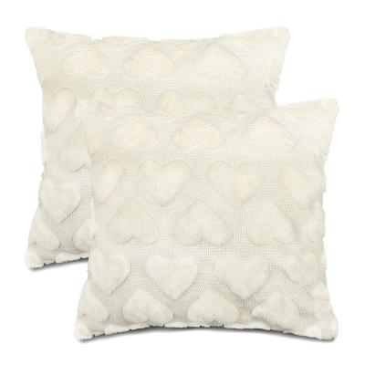 China Anti-Static Plush Fur Lumbar Decorative Plaid Blankets Luxury Soft Valentine's Day Plush Shorts Wool Heart Pattern Throw Cushion Cover for sale