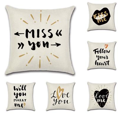 China Simple Happy Valentines Pillow Cover 18x18 For Home Couch Love Decorations Black Tile Decor Pillowcase Cushion Cover for sale