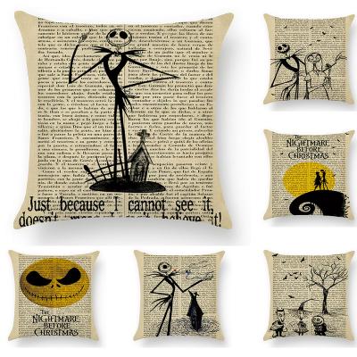 China Single Halloween Pillow Covers Skull Pumpkin Pillowcase Cotton Pillow Cushion Canvas Cover For Halloween Decorations 18 By 18 Inches for sale