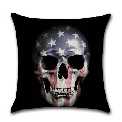 China Simple Plaid Covers Black Retro Horror Halloween Skull Vintage Style Cushion Canvas Cover Medieval Home Decorative Pillow Shape for sale