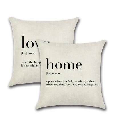 China Simple Proverbs Series LOVE Cushion Cover Single Sided Printed Canvas Material Cheap Cover Tile Case for sale