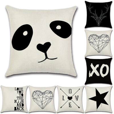 China Wholesale Simple Decorative Pillow Covers Blackwhite Geometry Tile Single Decorative Cushion Cover Pillowcase18*18Inch for sale