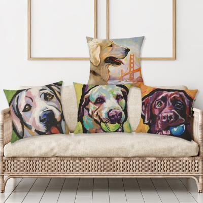 China New Simply 45x45cm Animal Print Dog Style Oil Painting Mudcloth Pillow Cover Cushion Cover for sale