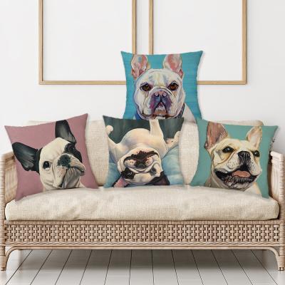 China 45x45cm Simply Bulldog Pattern Cushion Cover Dog Print Animal Pillow Covers Decorative for sale