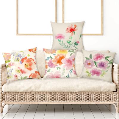 China Cushion Cover Spring Summer Tropical Floral Printed Flower Leaves Decorative Pillow Sham Cushion Cover for sale