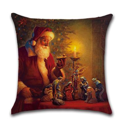 China Plain Retro Fashion Home Decor Pillowcase Christmas Santa Tile Cover Cushion Case 18x18 Inches One Sided Print for sale