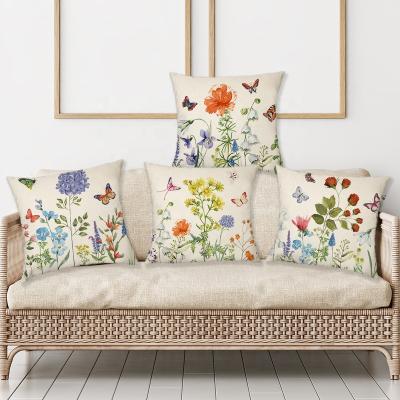 China Flowers Butterfly Anti-Static Throw Pillow Covers 18x18inch Set Of 4 Modern Decorative Square Cushion Covers For Couch Bedroom for sale