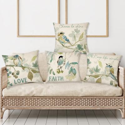 China Anti-Static Flowers Throw Pillow Cases for Home Decor Sofa Square Beige Linen Cushion Covers Retro Farmhouse Yard Garden for sale