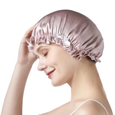 China 16MM Quality Assurance Safe Bow Hair Silk Hat Comfortable Silk Cap for sale