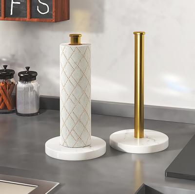 China INS Style Gold Color Paper Towel Holder With Marble Base Tissue Holder Kitchen Household Tools for sale