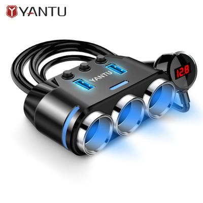 China YANTU B39 12V 24V Car Cigarette Lighter Charging 3 in 1 Super Corded Heater Adapter Plug Dual USB Auto Electronics for sale