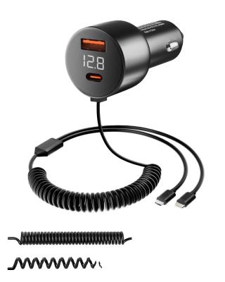 China YANTU B33 78W PD Car Charger Dual USB Type-C and QC3.0 for Fast Charging 12-24v Voltage for sale