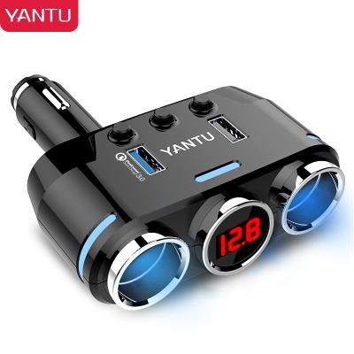 China YANTU B39 Black Wireless Quick Charge Car Charger -Chic Design with 2pcs Cigarette Lighter Interface for sale