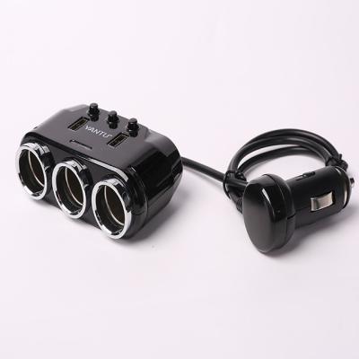 China Universal 3.1A Output 150W 3 Way Car Cigarette Lighter Adapter with 2 USB Interfaces for sale