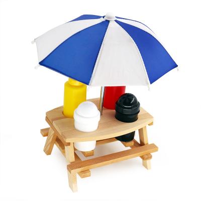 China Grill Parts Wholesale Custom Plastic Wooden Chair Use BBQ Seasoning Rack With Umbrella Wooden Dollhouse Dollhouse for sale