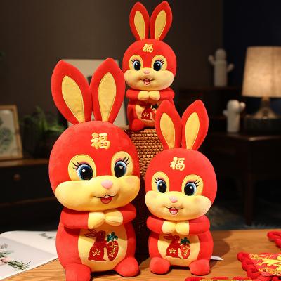 China New Year Rabbit Mascot Zodiac Rabbit Plush Toys Soft Comfortable Chinese Zodiac Animal Toy Doll For Spring Festival Ornaments New Year Gift for sale