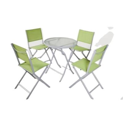 China Outdoor Furniture Folding Waterproof Outdoor Furniture Glass Round Table Set for sale