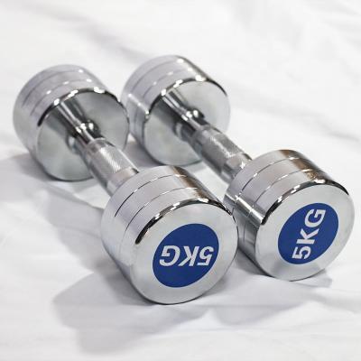 China Universal Round Head Dumbbell Fitness Weight Lifting Chromed Stainless Steel Dumbbell for sale