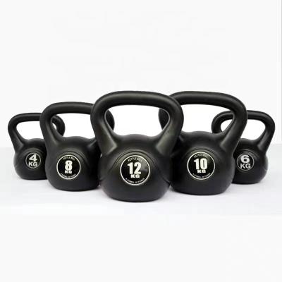 China Universal Gym Equipment Cement Kettlebell Forming Sand Cement Plastic Kettlebell for sale