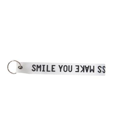 China Wholesale Embroidered Custom Made Custom Key Chain Eco-friendly Twill Fabric Key Chain Printing Key Tag With Keyring for sale