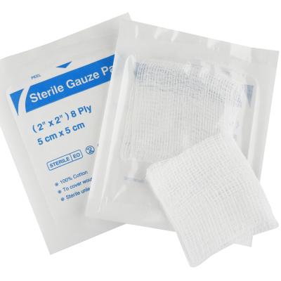 China Gauze Medical Gauze Pad 7.5*7.5cm Sterile Individual First Aid Gauze Pad Pack CE Approved for sale