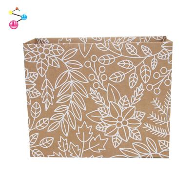 China BIODEGRADABLE Brown Craft Pattern Christmas Gift Wrapping Custom Paper Bag for sale