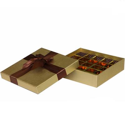 China Factory Supply Handmade Printed Lid Hinged Rigid Chocolate Paper Packaging Boxes With Paper Divider for sale