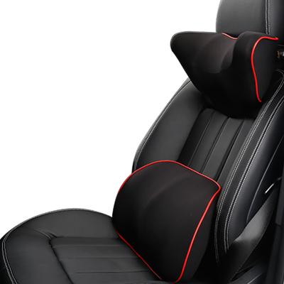 China Durable Cotton Car Neck Pillow Set Memory Foam Auto Headrest Waist Support Cushion Universal Seats Back Covers Pillows for sale