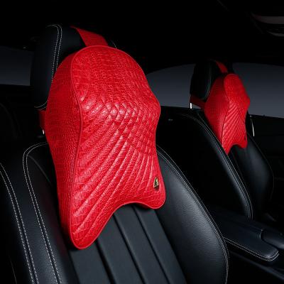 China Waterproof Crocodile Pattern Memory Foam Neck Support Pillow Car Headrest Cushion For Comfortable Training for sale