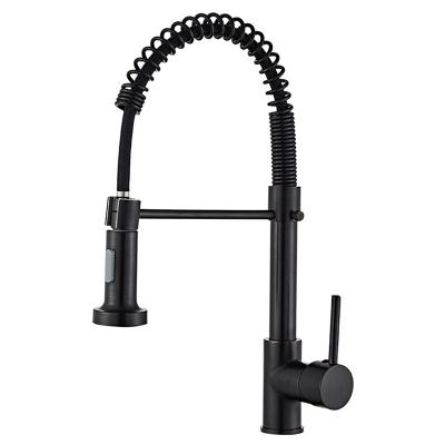 China Thermostatic Faucets Low Lead Single Handle Spring Black Kitchen Sink Faucet Pull Down Sprayer for sale