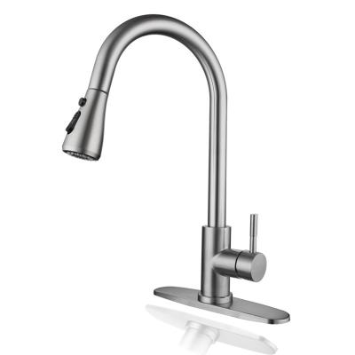 China Thermostatic Faucets Hot Sale High Quality 304 Stainless Steel Single Lever Kitchen Sink Faucet Mixer With Pull Out Sprayer for sale