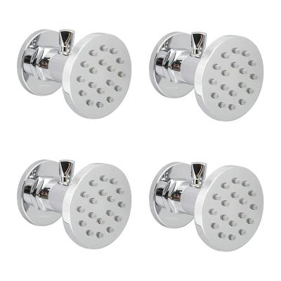 China Without Diverter Massage Spa 4pcs Round Sprayer Water Pressure Independent Adjustable Side Wall Mount Body Multi Jets Shower Head for sale