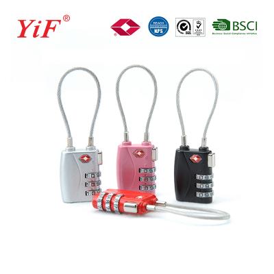 China Metal YiF 3 Dials Metal Cable TSA Combination Luggage Padlock TSA719 for sale