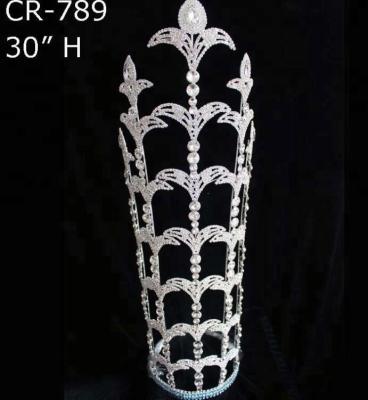 China 30 inch Elegant Fashionable & Larger Full Clear Stone Tall Pageant Wreath for sale