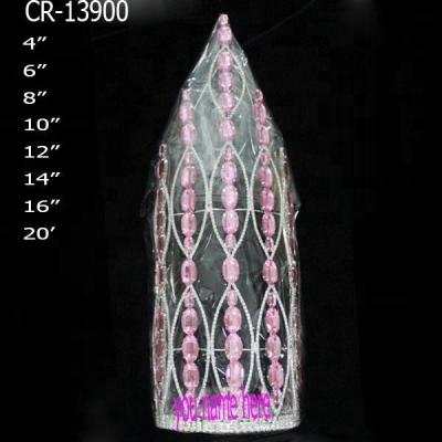 China Fashionable Elegant Custom Size Tall Pink Stone Pageant Crowns for sale