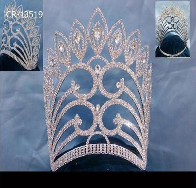 China Large Rhinestone Large Elegant Fashionable Crystal Adjustable Crowns Tiara for sale