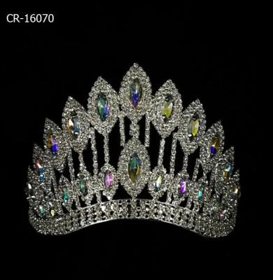 China 4 Inch Lower Half AB Stone Fashionable Sleek Curve Around Adjustable Band Pageant Crown for sale