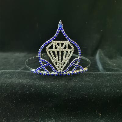 China Elegant Fashionable Diamond Shape Supermen Pageant Rhinestone Crown for sale