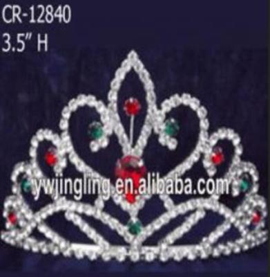 China Fashionable Elegant Christmas Color Rhinestone Girl Tiaras Crown for sale