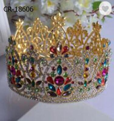 China 2018 Fashionable Elegant Silver Gold Plated Full Round King Crown for sale