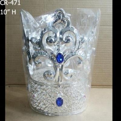 China Fashionable Elegant Full Round Large Dark Blue Stone Pageant Crown for sale