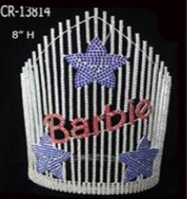 China Trendy Elegant Fashion Blue Star Big Patriotic Pageant Crown for sale