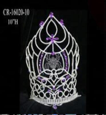 China Fashionable Elegant Purple Rhinestone Spider Halloween Pageant Crown for sale