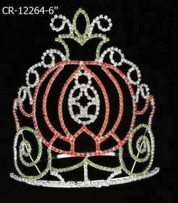 China Fashionable Elegant Halloween Pumpkin Pageant Crown Tiara for sale