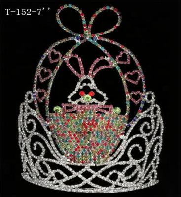 China Fashionable Elegant Pageant Tiara Rhinestone Colorful Rabbit Easter Child Crown for sale